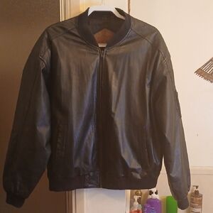 Men's Black Leather Jacket.‎ Sz.XL